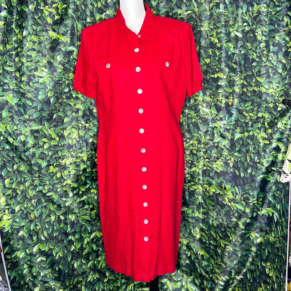 Worthington shirt dress size 12 bright Red